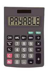 Image showing Old calculator on white background showing text 