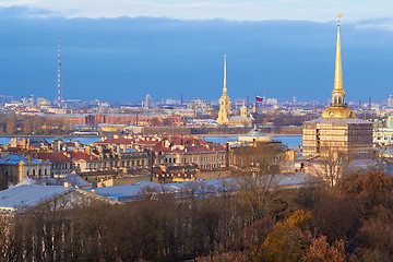 Image showing  spikes of St.Petersburg on a blue background