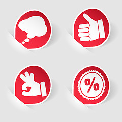 Image showing Collect Sticker with Hand, Speech Bubble and Stamp Icon