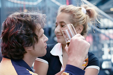 Image showing Romantic couple drinking beer