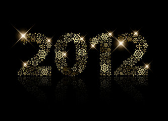 Image showing 2012 made from golden snowflakes