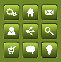 Image showing Set of green vector web square buttons