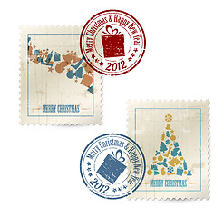 Image showing Collection of vector vintage postage stamps