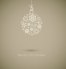 Image showing Christmas ball made from gray snowflakes on gray background