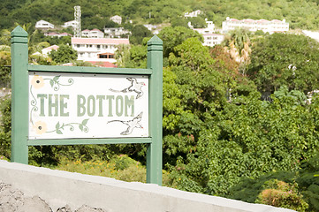 Image showing hand painted sign The Bottom town Saba  Netherlands Antilles