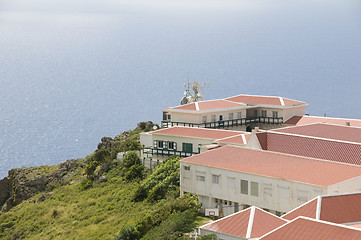 Image showing  village typical architecture on cliff over Caribbean Sea on 