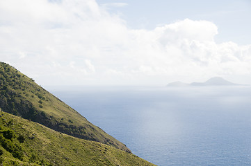 Image showing Saba  Netherlands Antilles mountain view Sint Eustatius in dista