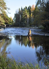 Image showing Fishing at sunset