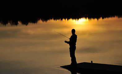 Image showing Fishing at sunset