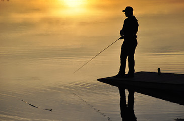 Image showing Fishing at sunset