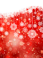 Image showing Christmas background with snowflakes on red. EPS 8