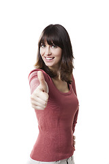 Image showing Beautiful woman with thumbs up