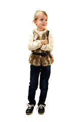 Image showing Little girl in a fur vest.