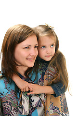 Image showing Portrait of young woman and little girl. 