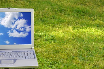 Image showing laptop and blue sky