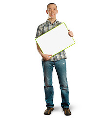 Image showing asian male with write board in his hands