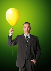 Image showing businessman in suit with the balloon