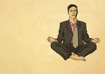 Image showing businessman in lotus pose meditating