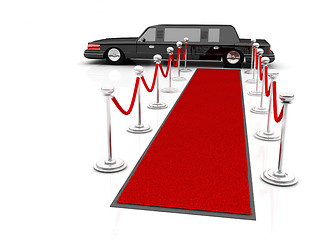 Image showing Illustration of a VIP red carpet leading with waiting limousine.