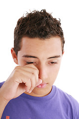 Image showing Portrait of young man crying 