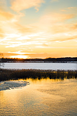 Image showing Sunset over lake