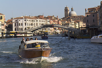 Image showing Tourists in a water taxi