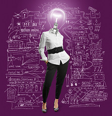 Image showing lamp head businesswoman