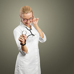 Image showing young doctor woman with stethoscope