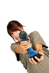 Image showing girl with drill