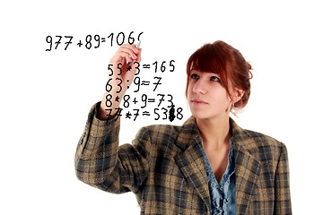 Image showing girl calculating