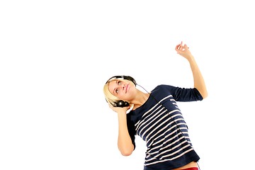 Image showing girl hearing music