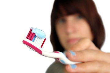 Image showing girl with tooth brush