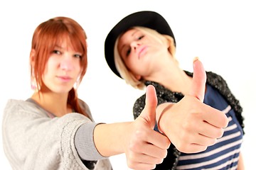 Image showing thumps up girls