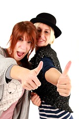 Image showing thumps up girls