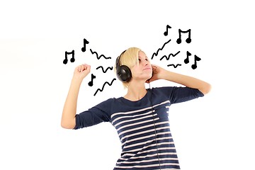 Image showing girl hearing music