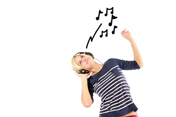 Image showing girl hearing music