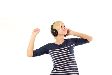 Image showing girl hearing music