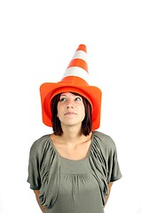 Image showing girl with traffic cones