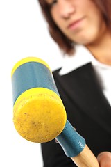 Image showing girl with hammer