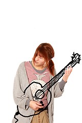 Image showing air guitar girl