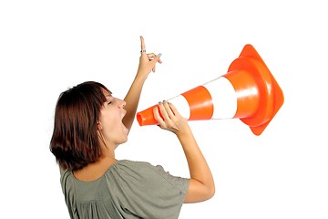 Image showing girl making a speech