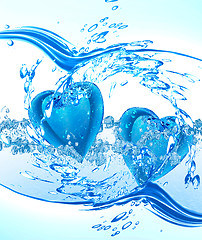 Image showing Two hearts from water