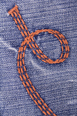 Image showing Blue jeans with embroidery