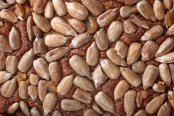 Image showing Brown bread sunflower seeds texture