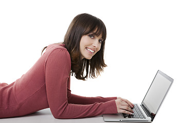 Image showing Beautiful woman with laptop