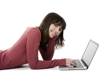 Image showing Beautiful woman with laptop