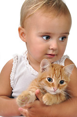 Image showing cute child with a cat