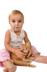 Image showing cat and child