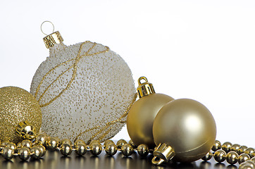 Image showing Golden christmas balls