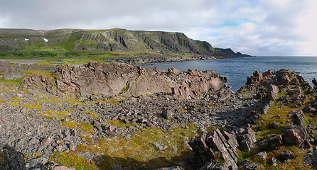 Image showing Wild landscape of Barentz sea cost of Varangerhalvoya in Finnmar